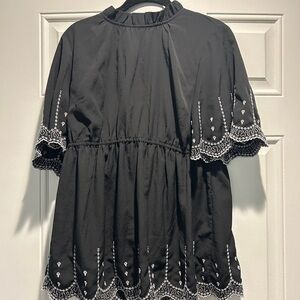 Elegant Black Embroidered Maternity Top